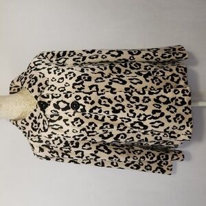 Chico's Animal Print Button Front 3/4 Sleeve Front Pockets Collar Jacket